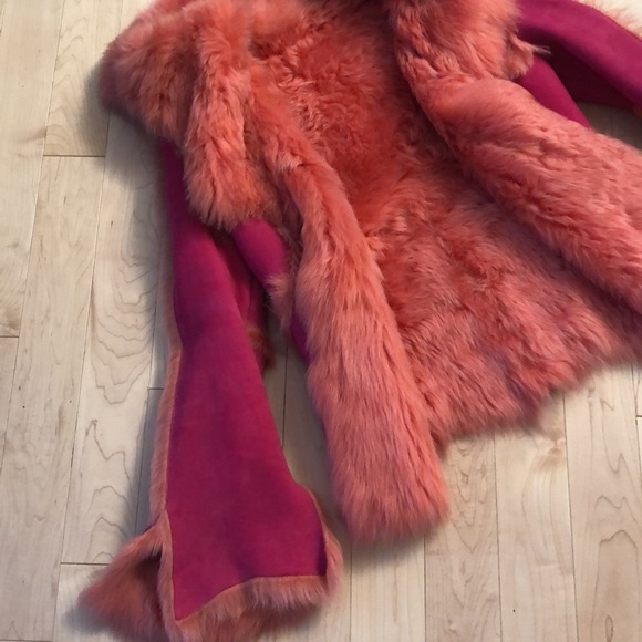 Pink Toscana Shearling Fur Jacket Size Small - Picture 8 of 14